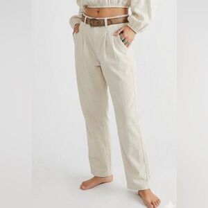 Free People Straight Leg Cream Chino Trouser
